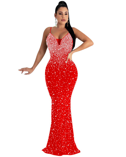 Jadore demure NewHot Drill Stud Strap Dress