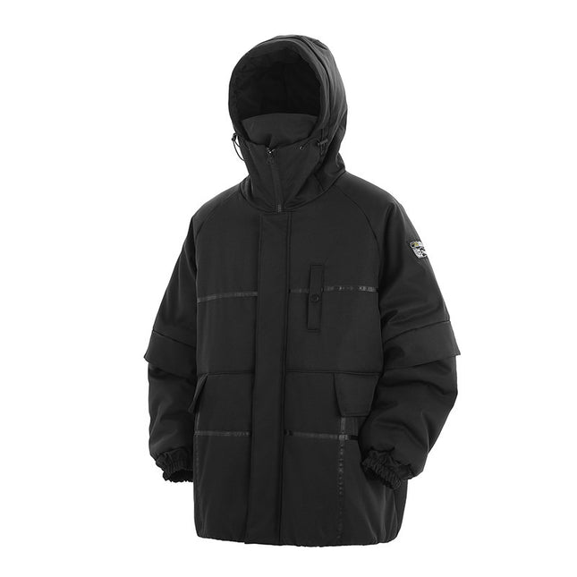 demure Winter New Hooded Stitching Shell  Cotton-padded Coat For Men
