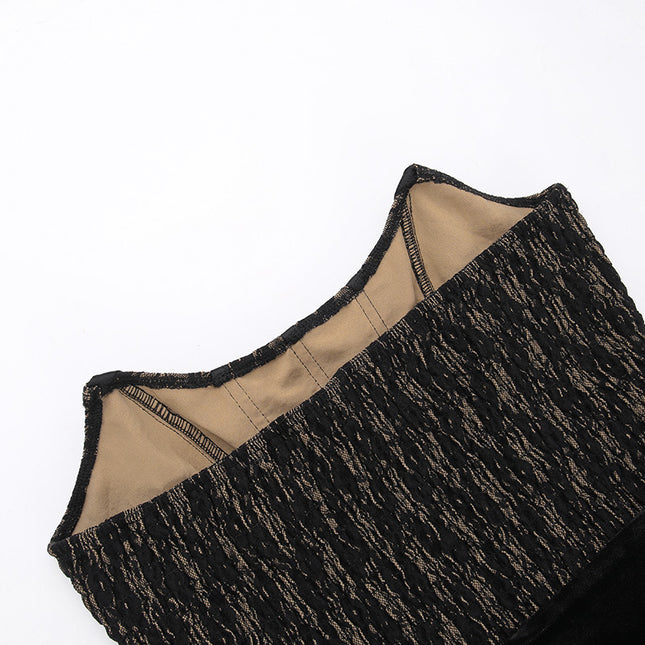 Jadore demure Sexy Lace Velvet Patchwork Dress