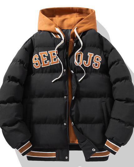 demure Fashion Letter Hooded Cotton Coat