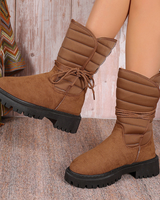 Demure savage New Chunky Heel Mid-tube Snow Boots Winter