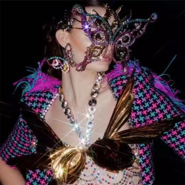 Demure belldoir  Rhinestone Butterfly Mask Atmosphere Party Crystal Jewelry