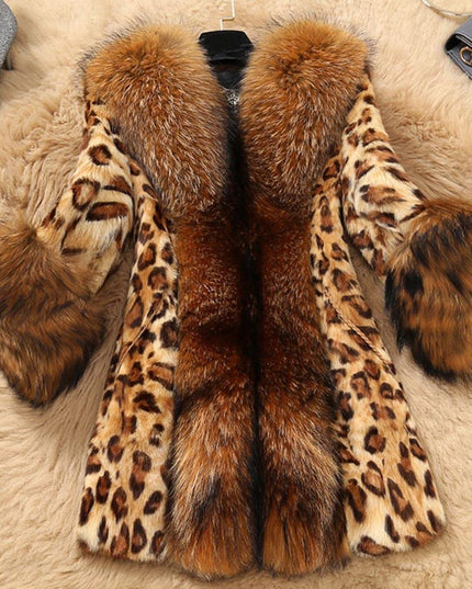 demure Mid Length Leopard Print Coat In Autumn And Winter For Women