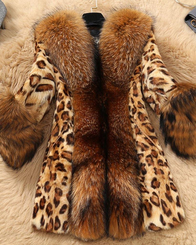 demure Mid Length Leopard Print Coat In Autumn And Winter For Women