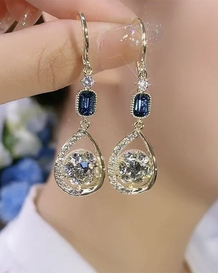 Demure belldoir Exquisite Light Luxury High-grade Diamond-embedded Water Drop Earrings