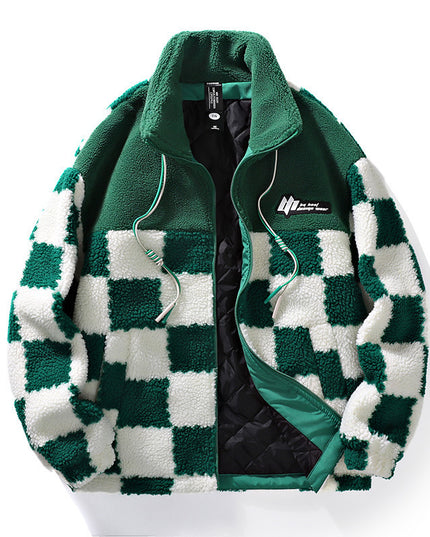 demure Plaid Lamb Wool Coat For Men And Women In Winter