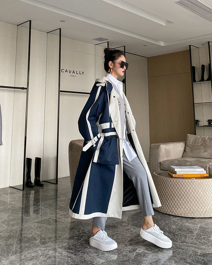 demure Color Matching Loose And Thin Silhouette Short Windbreakercoat