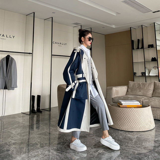 demure Color Matching Loose And Thin Silhouette Short Windbreakercoat