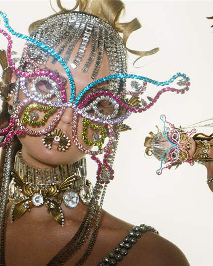 Demure belldoir  Rhinestone Butterfly Mask Atmosphere Party Crystal Jewelry