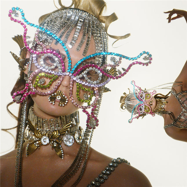 Demure belldoir  Rhinestone Butterfly Mask Atmosphere Party Crystal Jewelry