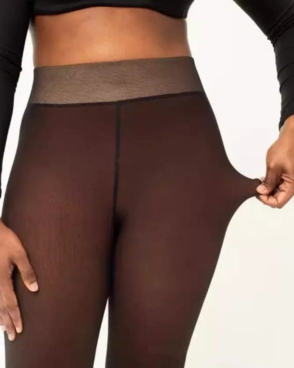 Demure See-through Leggings Fleece-lined Warm Women's Outer Wear Pantyhose