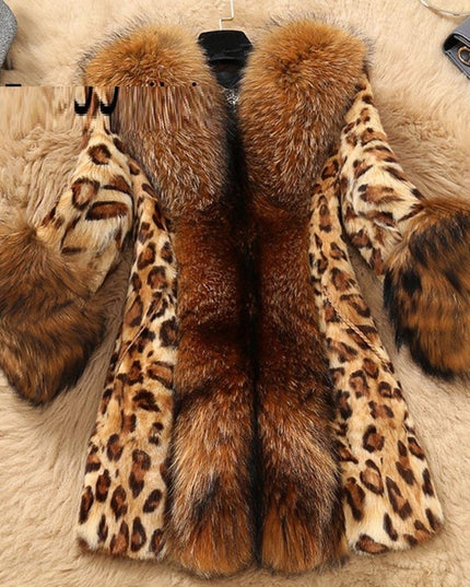 demure Mid Length Leopard Print Coat In Autumn And Winter For Women