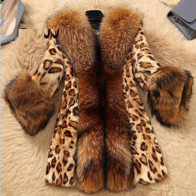 demure Mid Length Leopard Print Coat In Autumn And Winter For Women