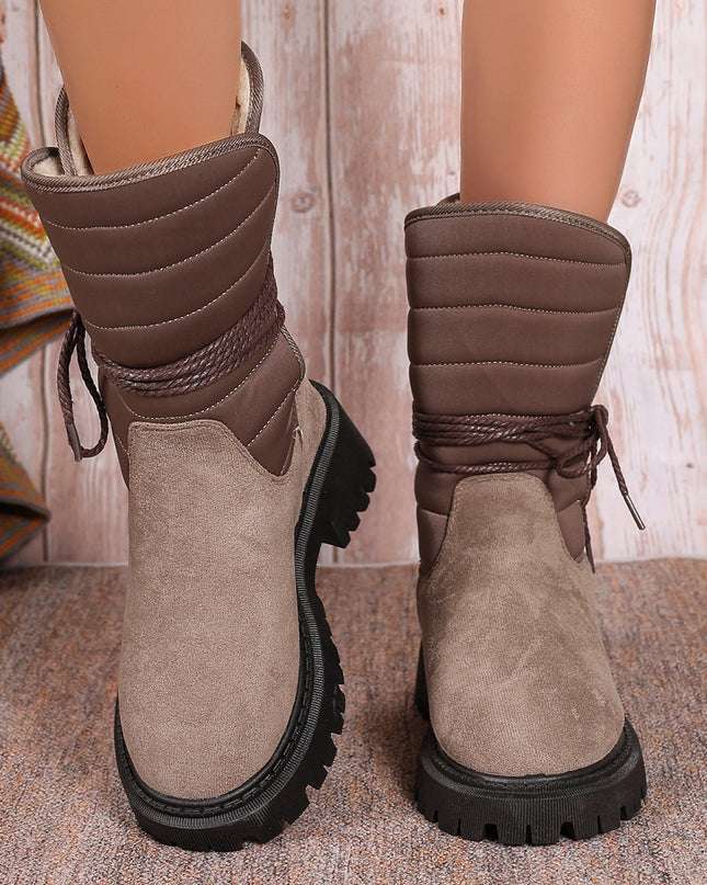 Demure savage New Chunky Heel Mid-tube Snow Boots Winter