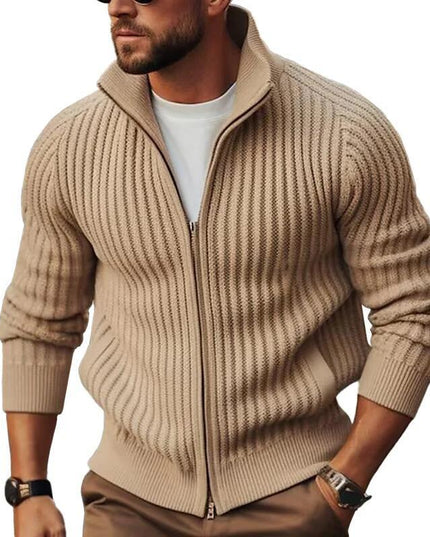 demure Zipper Outerwear Sweater  For Men Fleece-lined