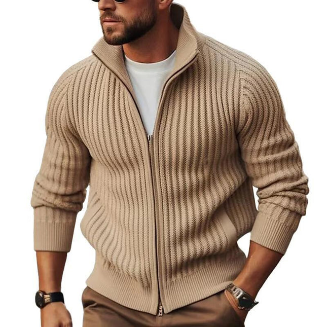 demure Zipper Outerwear Sweater  For Men Fleece-lined