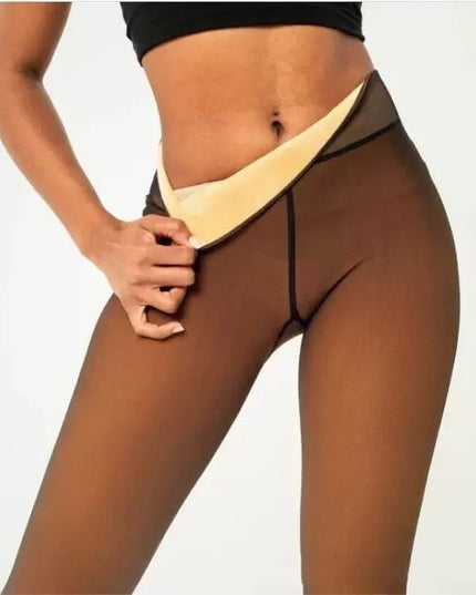 Demure See-through Leggings Fleece-lined Warm Women's Outer Wear Pantyhose