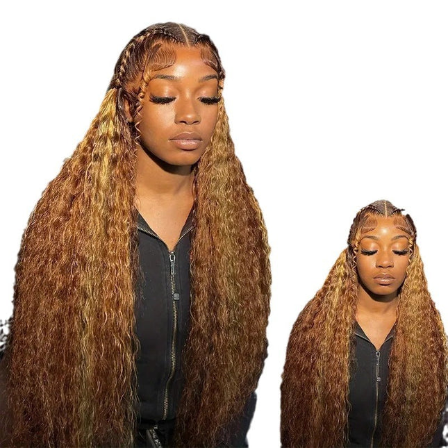 Fashionly demure Lace Wig Medium Small Volume Highlight Gradient Long Curly Hair