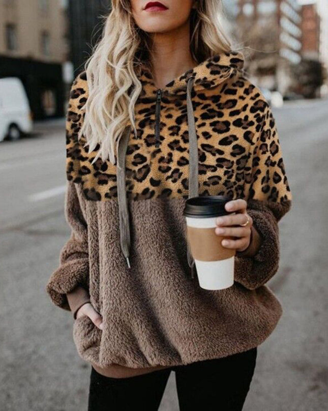 demure Leopard Print Hooded Sweater Women Clothes