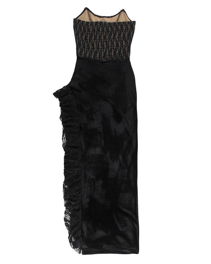 Jadore demure Sexy Lace Velvet Patchwork Dress