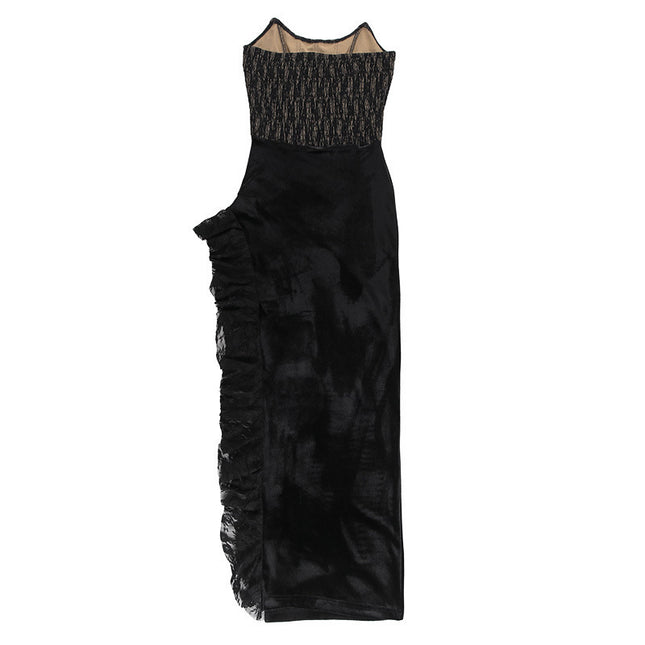 Jadore demure Sexy Lace Velvet Patchwork Dress